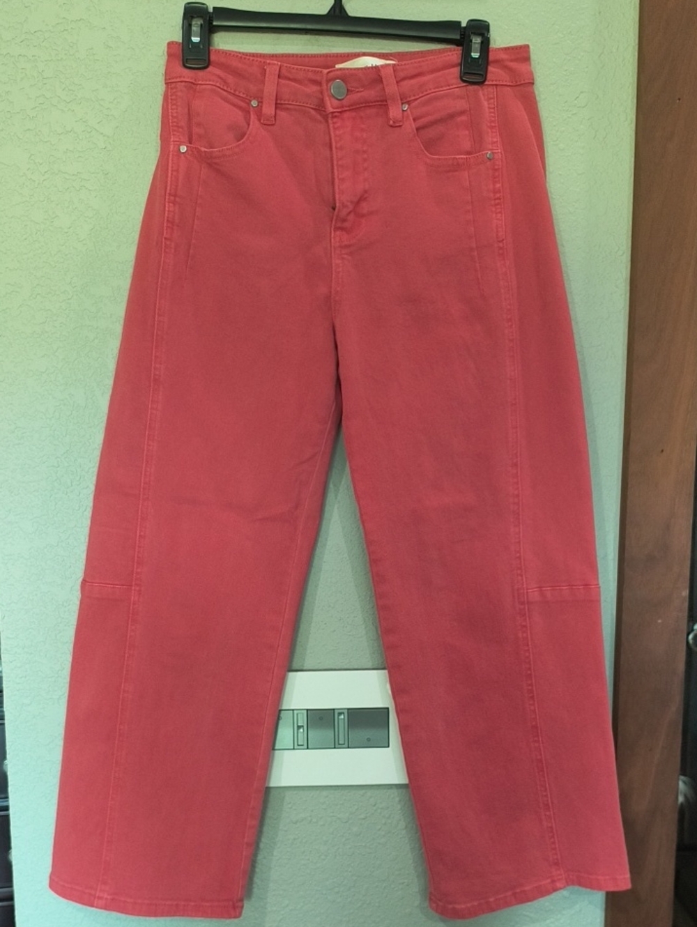 Women’s High-Rise Straight Leg Cropped Jeans in Coral